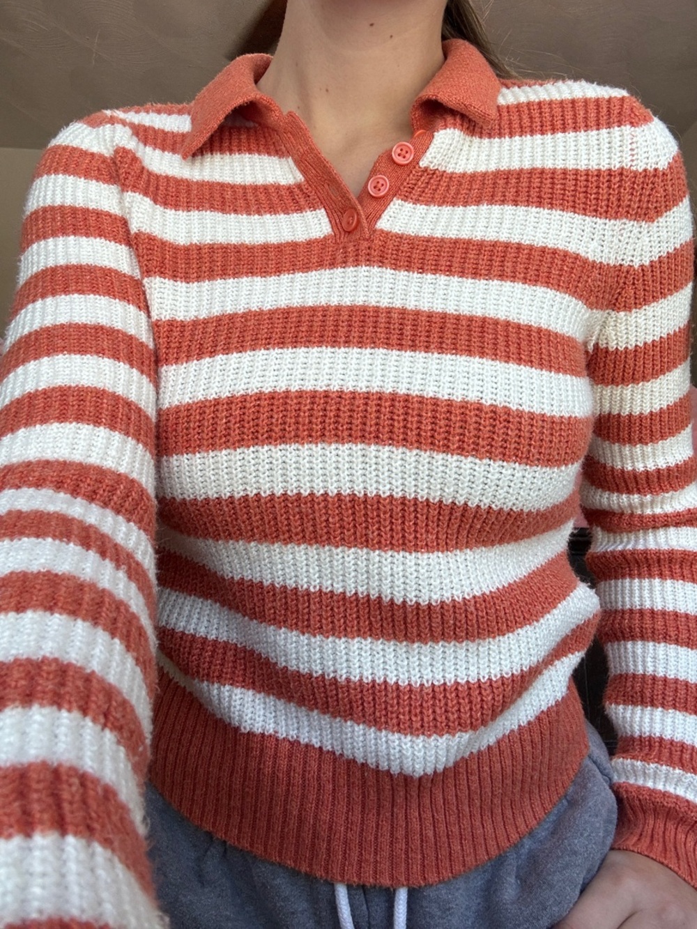 Striped American Eagle Polo Sweater